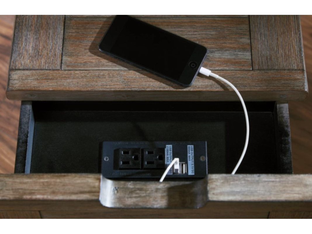 T736-7 End Table with Outlets and Cupholders - Schleider Furniture & Mattress Company