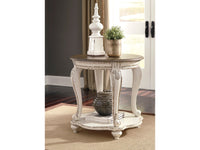 Realyn Round End Table - Antique White/Brown T743-6 - Schleider Furniture & Mattress Company