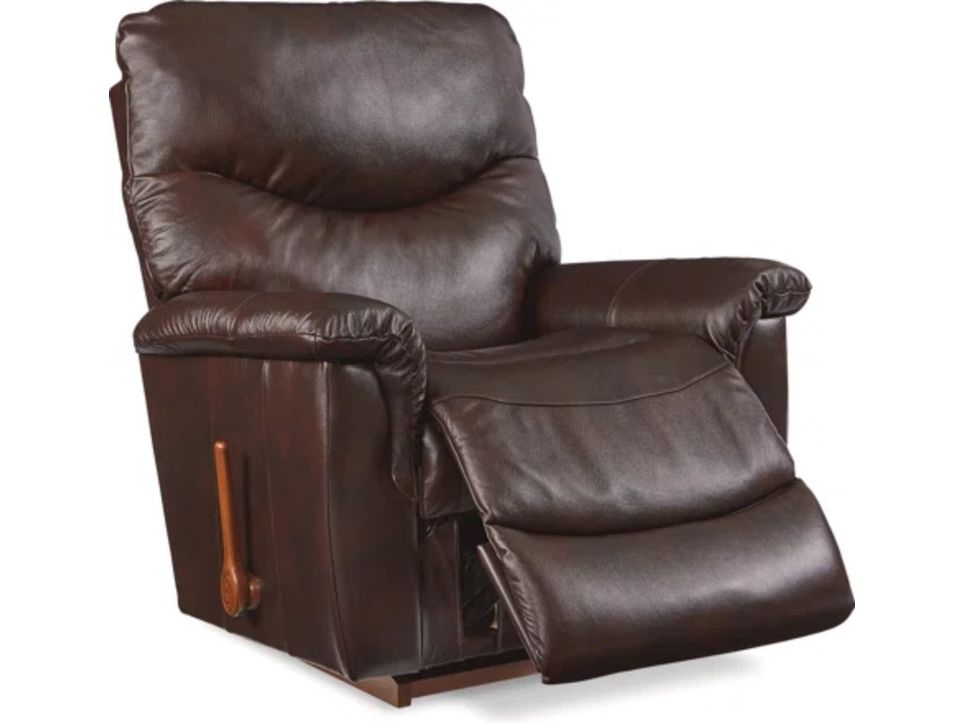 James Leather Rocker Recliner  - Walnut 010521-LB152078 - Schleider Furniture & Mattress Company