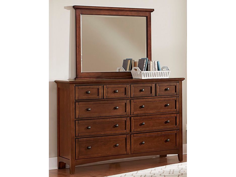 Bonanza Triple Storage Dresser and Mirror - Cherry - Schleider Furniture & Mattress Company