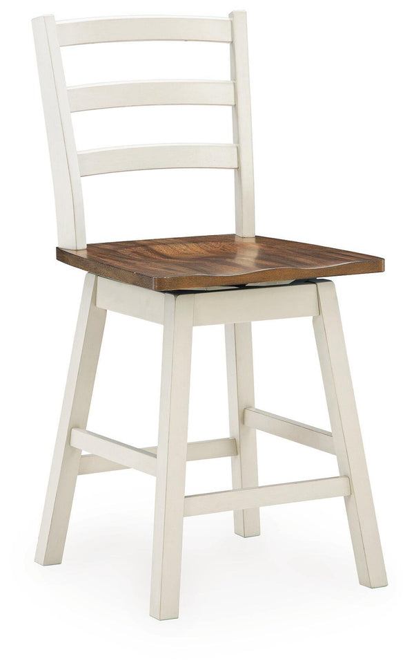 Brinfern - Swivel Stool (Set of 2) - Brown / Antique White - Schleider Furniture & Mattress Company 