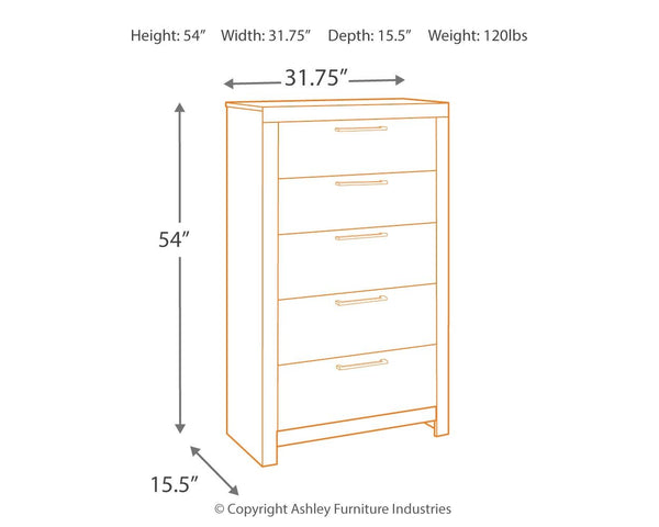 Derekson - Five Drawer Chest - Multi Gray