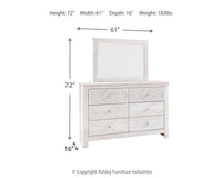 Paxberry - Dresser, Mirror - Medallion Drawer Pulls - Whitewash