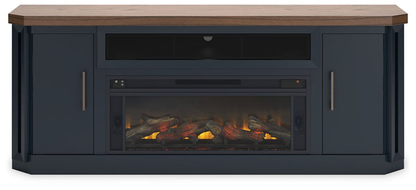 Landocken - 83" TV Stand With Electric Fireplace - Two-tone