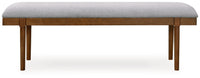 Lyncott - Large Upholstered Dining Room Bench - Gray / Brown