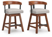 Ralene - Upholstered Swivel Barstool (Set of 2) - Medium Brown