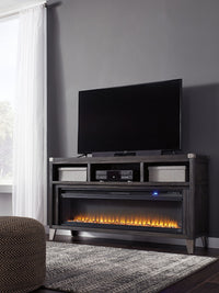 Todoe - 2 Pc. - 65" TV Stand With Wide Fireplace Insert - Gray