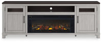 Darborn - 88" TV Stand With Electric Infrared Fireplace Insert - Gray / Brown