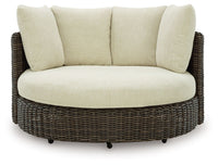 Kimora - Swivel Lounge Chair With Cushion - Beige / Dark Brown