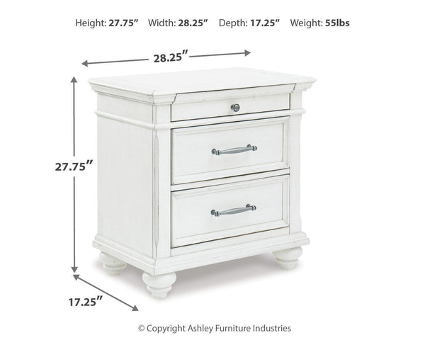 Kanwyn - Three Drawer Night Stand - Whitewash