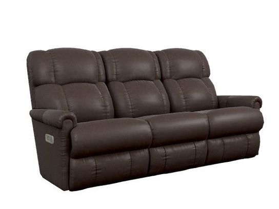 Pinnacle Leather Power Wall Reclining Sofa w/ Headrest & Lumbar - Dark Brown 33X512-LB174578