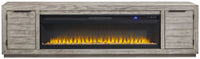 Naydell - 92" TV Stand With Wide Fireplace Insert - Gray