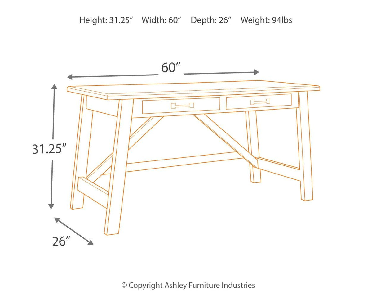 Baldridge - Home Office Large Leg Desk - Rustic Brown