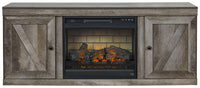 Wynnlow - TV Stand With Faux Firebrick Fireplace Insert - Gray