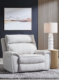 Social Pointe - Power Recliner / Adjustable Headrest - Pearl / Ash