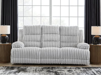 Rhines Falls - Reclining Power Sofa With Drop Down Table - Alloy
