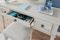 Robbinsdale - Vanity With Stool (Set of 2) - Antique White