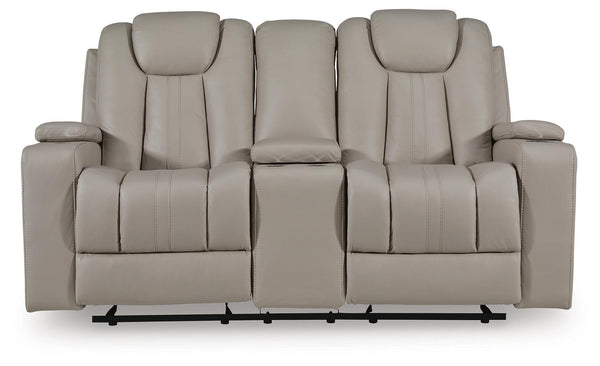 Elevate Edges - Glide Reclining Loveseat With Console - Coin