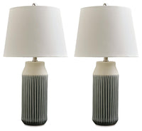 Afener - Ceramic Table Lamp (Set of 2) - Blue / Beige