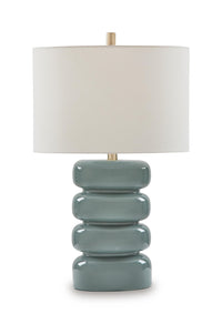 Clayard - Ceramic Table Lamp - Gray Blue - Schleider Furniture & Mattress Company 