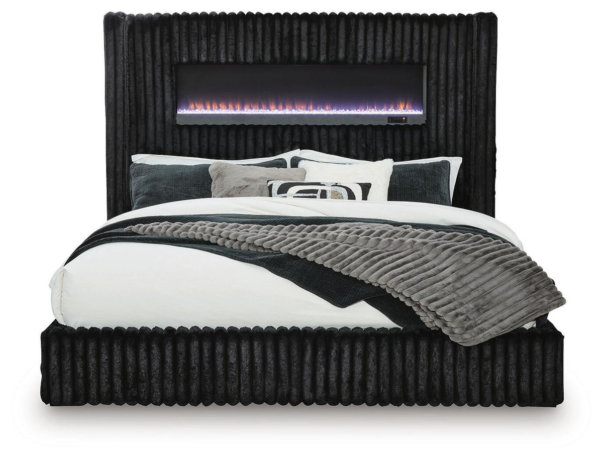 Tayleena - Upholstered Bed With Fireplace And Wireless Audio