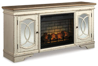 Realyn - 2 Pc. - 74" TV Stand With Electric Infrared Fireplace Insert - Chipped White
