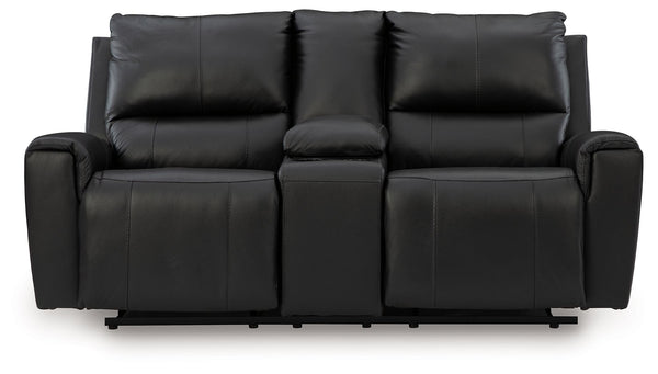 Glossmore - Reclining Loveseat With Console - Black