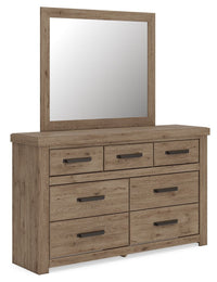 Oliandon - 3 Pc. - Queen Panel Storage Bed, Dresser And Mirror - Light Brown