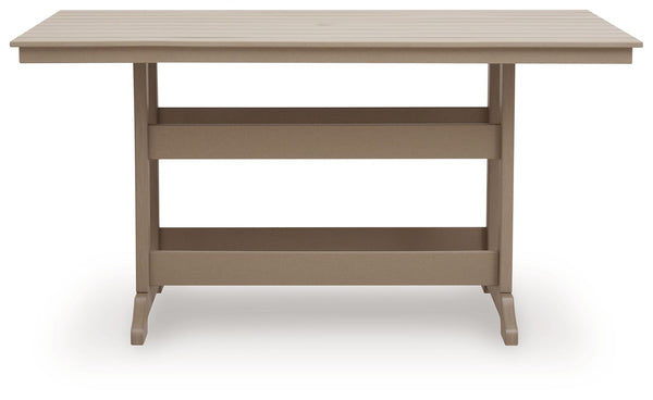 Seacliff Beach - Rectangular Counter Height Dining Table With Umbrella Option - Medium Brown