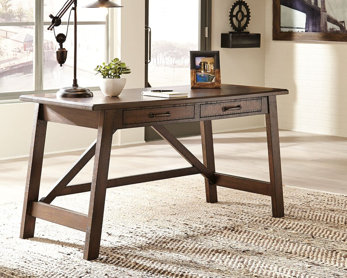 Baldridge - Home Office Large Leg Desk - Rustic Brown