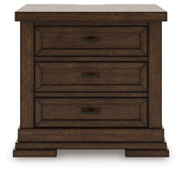 Taffenbrook - Three Drawer Night Stand - Medium Brown