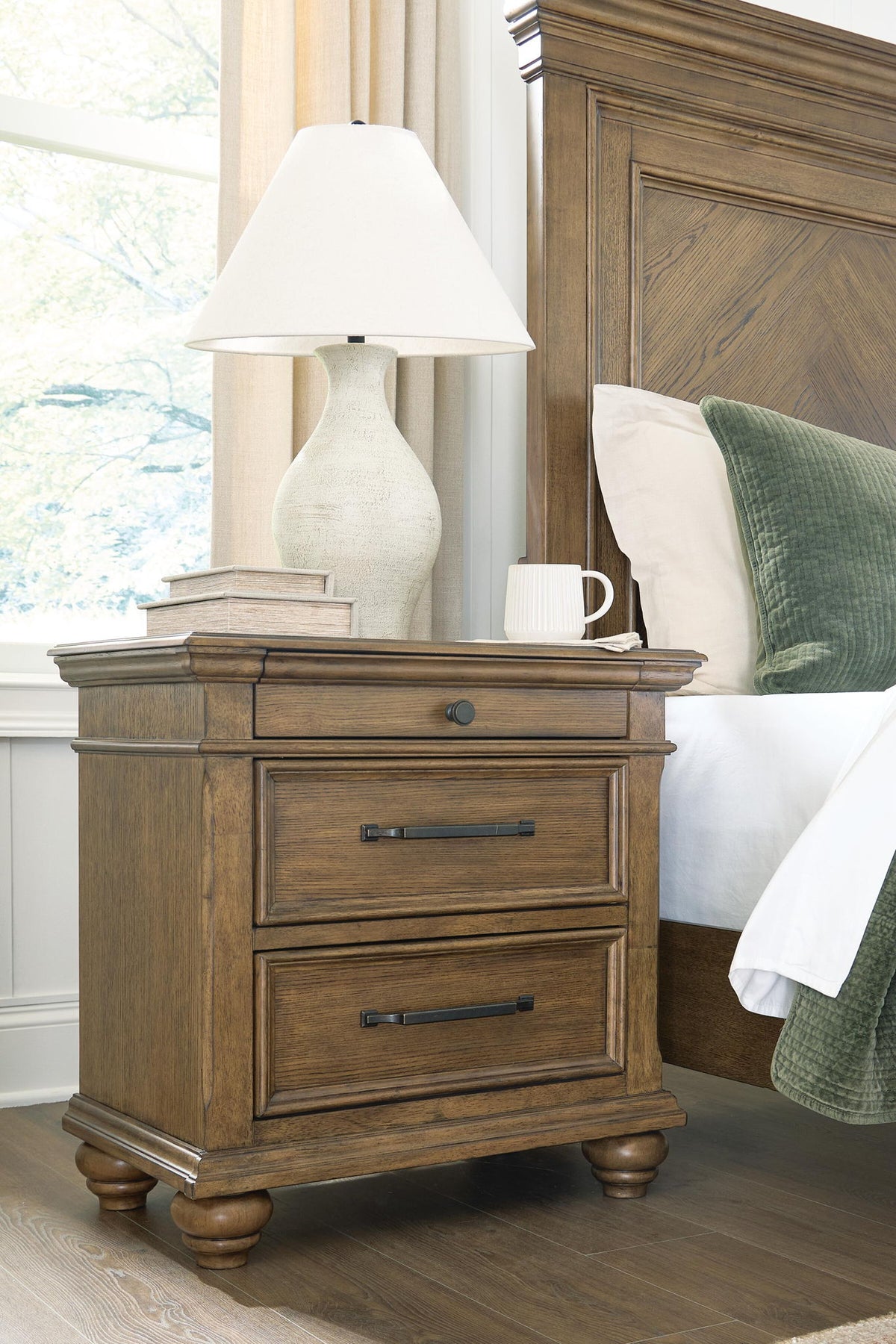 Karallin - Three Drawer Night Stand - Medium Brown