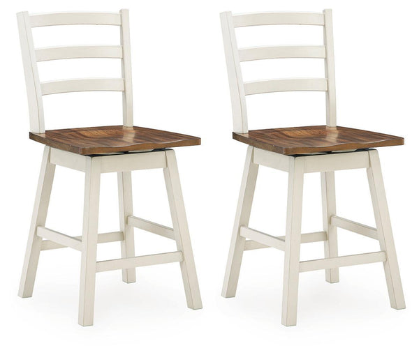 Brinfern - Swivel Stool (Set of 2) - Brown / Antique White - Schleider Furniture & Mattress Company 