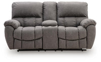 Bakerstein - Power Reclining Loveseat/Console/Adjustable Headrest - Galaxy