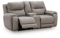 Real Moments - Power Reclining Loveseat With Audio Seating - Ash