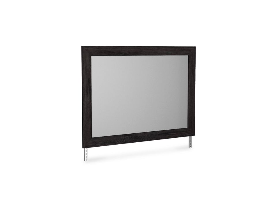 Large Ashley Belachime mirror with a dark wooden frame on a white background