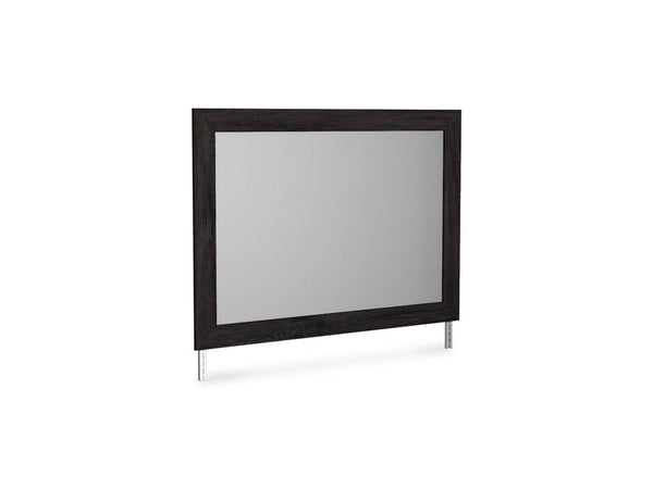 Large Ashley Belachime mirror with a dark wooden frame on a white background