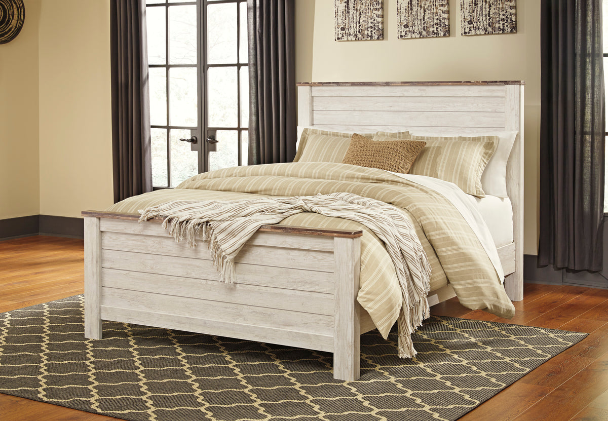Willowton Queen Panel Bed - Whitewash, B267-57,54,98