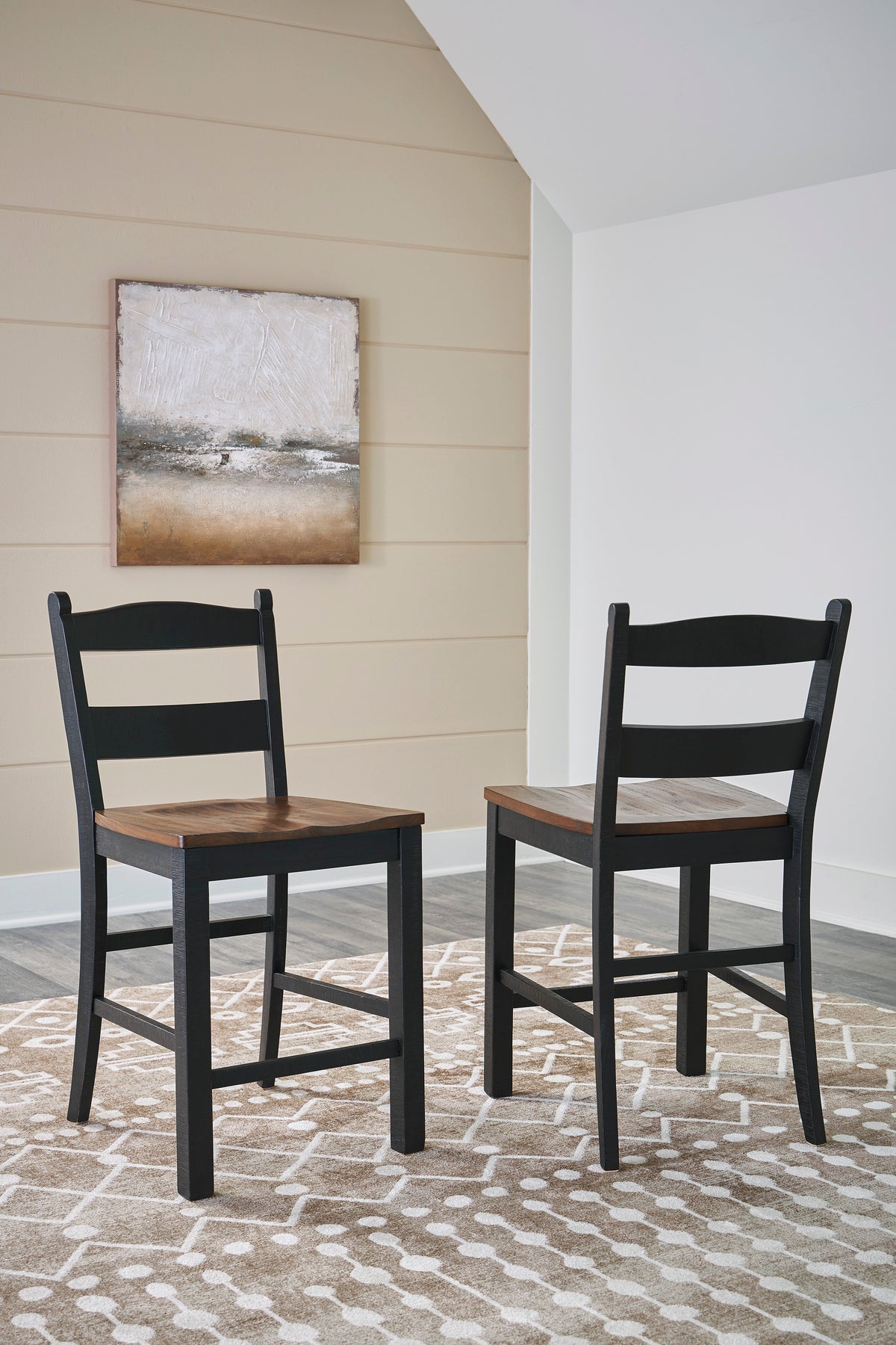 Valebeck Counter-Height Bar Stools (Pair)-D546-724 - Black/Brown - Schleider Furniture & Mattress Company 