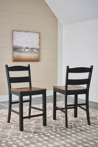 Valebeck Counter-Height Bar Stools (Pair)-D546-724 - Black/Brown - Schleider Furniture & Mattress Company 