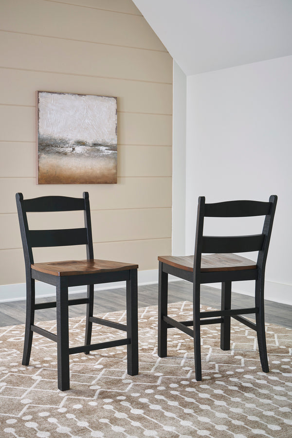 Valebeck Counter-Height Bar Stools (Pair)-D546-724 - Black/Brown - Schleider Furniture & Mattress Company 