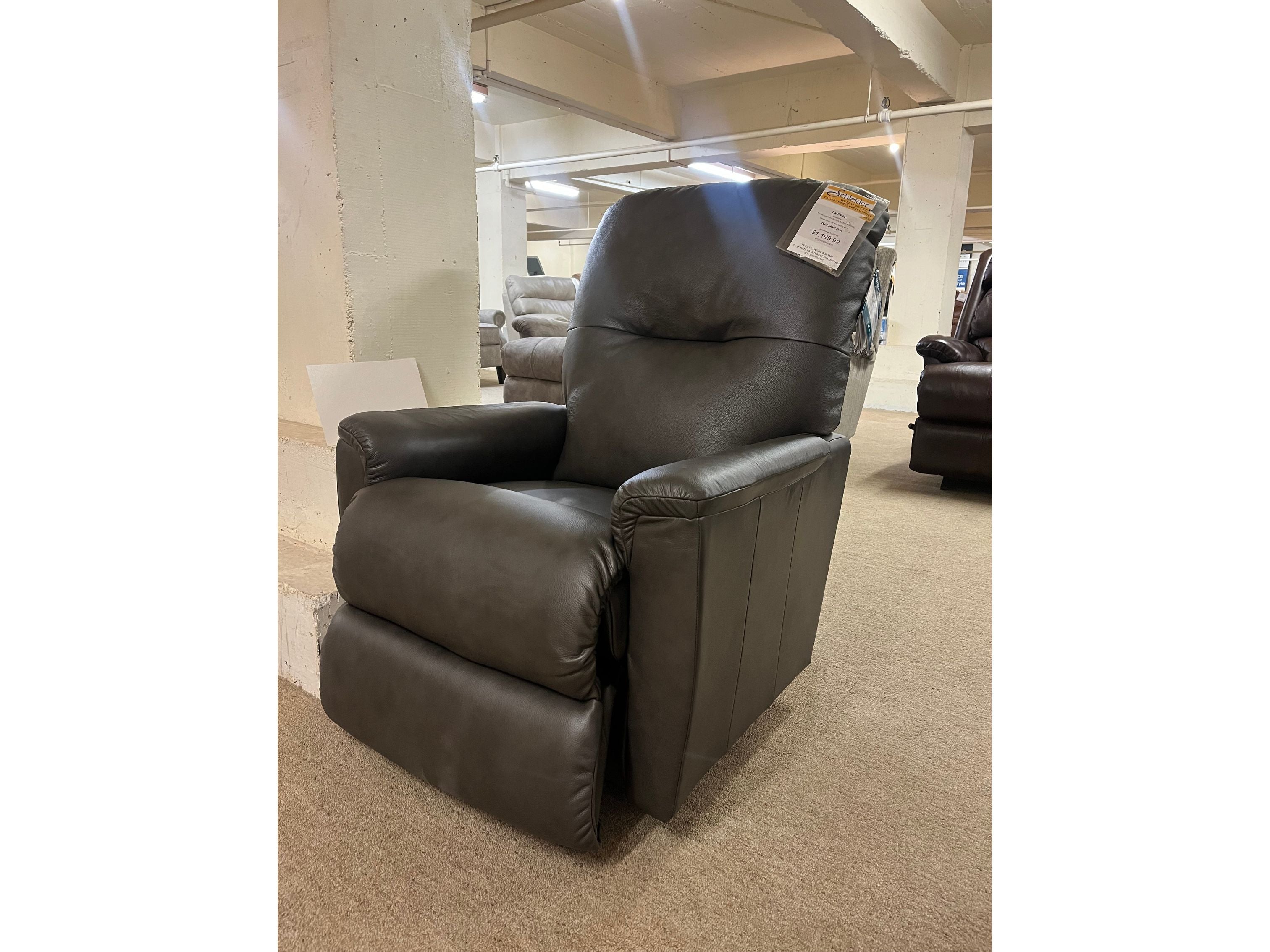 ＬＥＹＯＮ La-Z-Boy® Greyson Blue Grey Leather Manual Rocking Recliner
