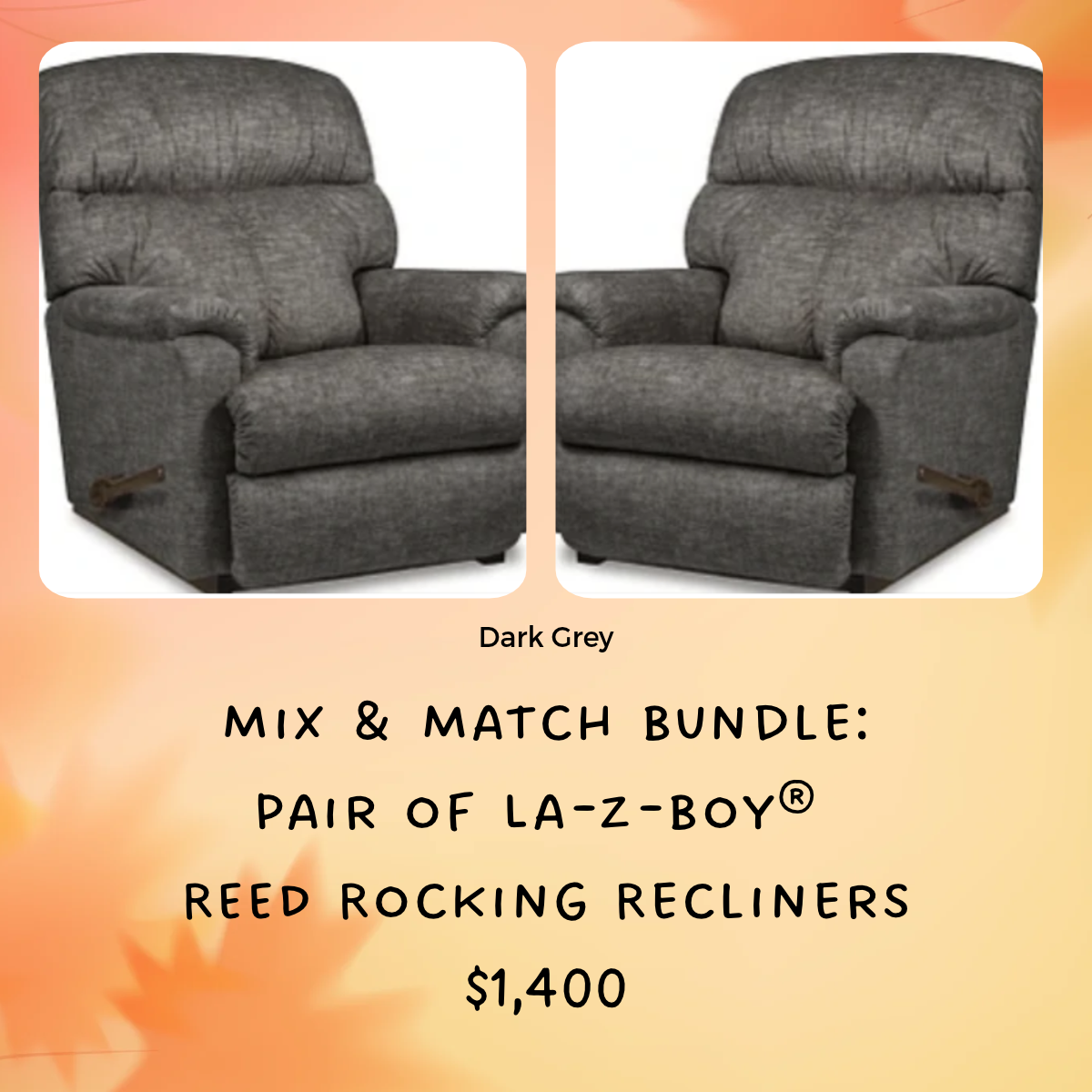 Mix & Match: 2 Reed Recliners - Dark Grey - Schleider Furniture & Mattress Company 