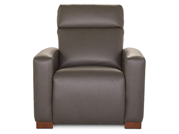 Acadia Leather Power Reclining Chair w/Headrest- Chestnut 81U811-LB206376 - Schleider Furniture & Mattress Company 