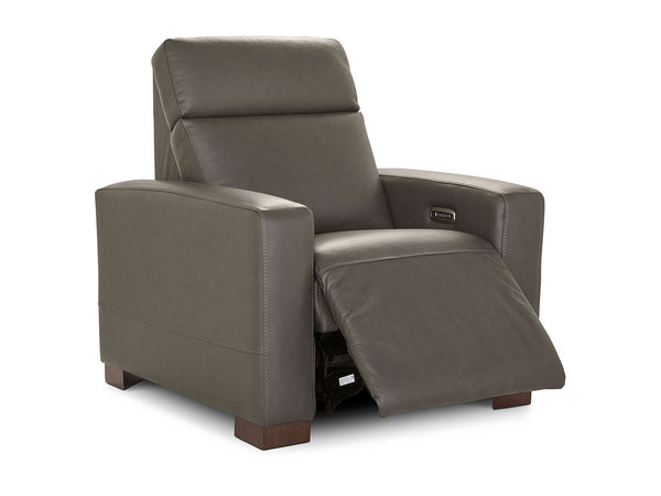 Acadia Leather Power Reclining Chair w/Headrest- Chestnut 81U811-LB206376 - Schleider Furniture & Mattress Company 