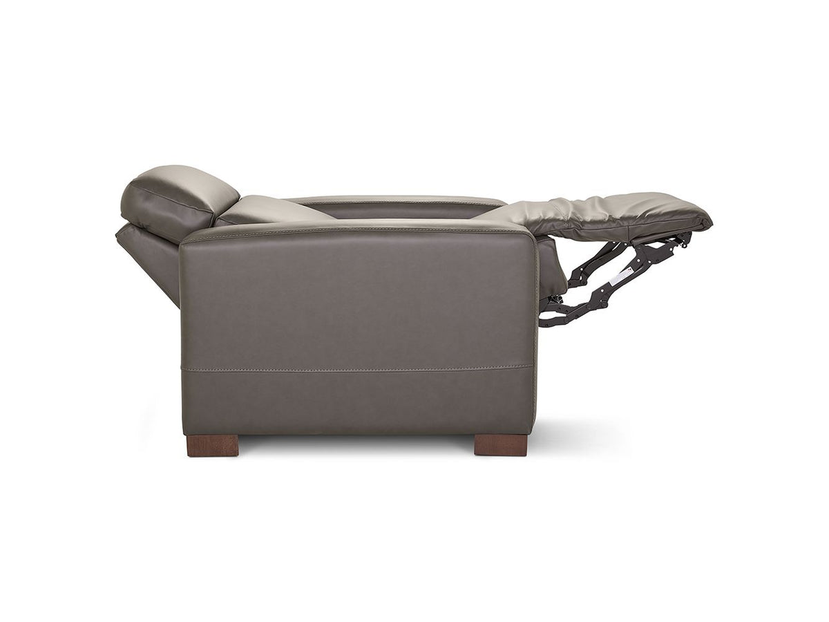 Acadia Leather Power Reclining Chair w/Headrest- Chestnut 81U811-LB206376 - Schleider Furniture & Mattress Company 