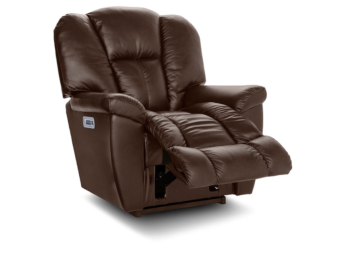 Maverick Leather Power Rocking Recliner w/Headrest & Lumbar - Dark Chocolate 10X582-LB206279