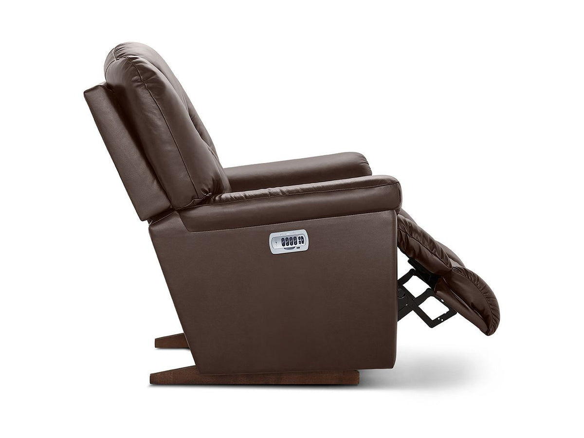 Maverick Leather Power Rocking Recliner w/Headrest & Lumbar - Dark Chocolate 10X582-LB206279