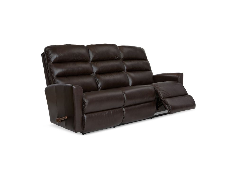 Liam Power Wall Reclining Leather Sofa w/Headrest and Lumbar - Dk Brown 33X786-LB184978 - Schleider Furniture & Mattress Company 