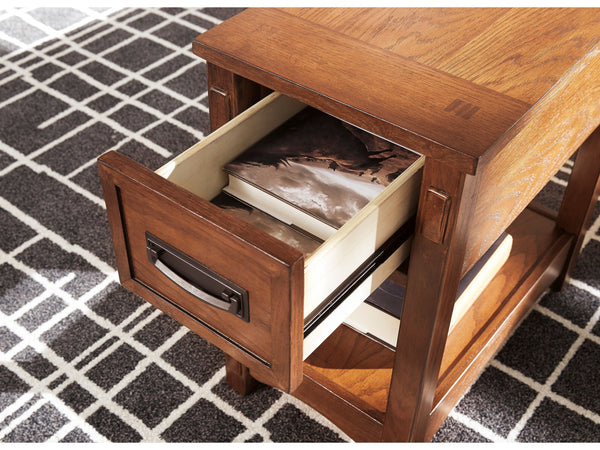 Breegin  Chairside End Table - Warm Brown T007-319 - Schleider Furniture & Mattress Company 